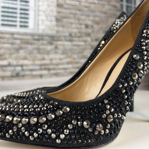 Gianni Bini Black and Silver Embellished Heels - Picture 3 of 7